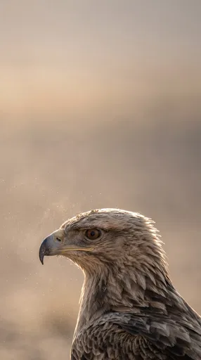 Backlit Steppe Eagle Profile Portrait