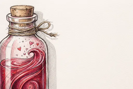 Love Potion Bottle Drawing with Copy Space