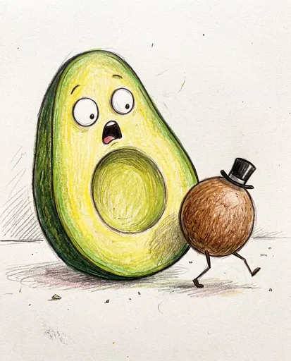 Shocked Avocado Watching Pit Walk Away