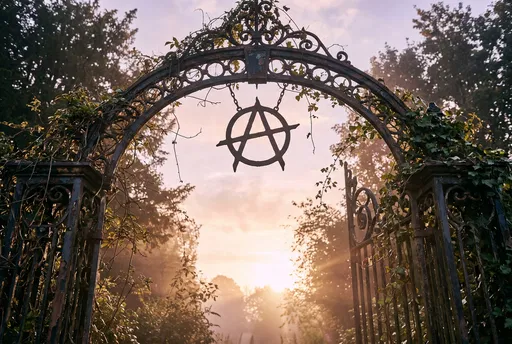 Wrought Iron Archway With Anarchy Emblem