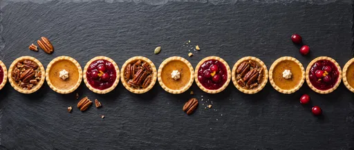 Mini Holiday Tarts Row on Dark Slate