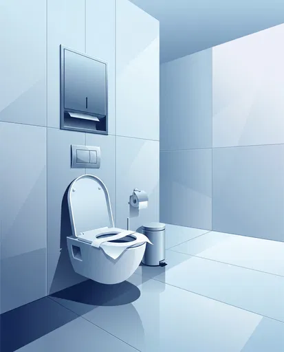 Modern Blue Restroom Toilet Illustration