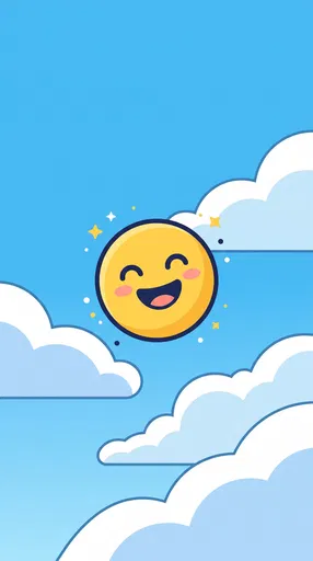 Cheerful Yellow Smiling Face in Sky