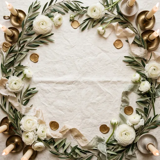 Floral Wedding Flat Lay with Candles