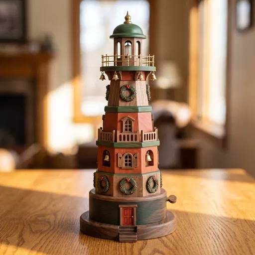 Handcrafted Wooden Christmas Lighthouse Ornament