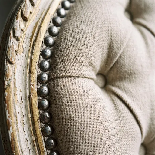 Macro Detail of Antique Tufted Chair