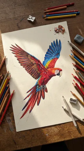 Colored Pencil Drawing of Scarlet Macaw