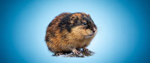 Norway Lemming Portrait on Blue Background
