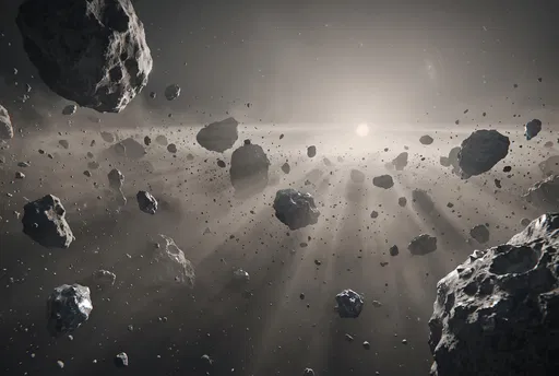 Backlit Asteroid Field in Dusty Space