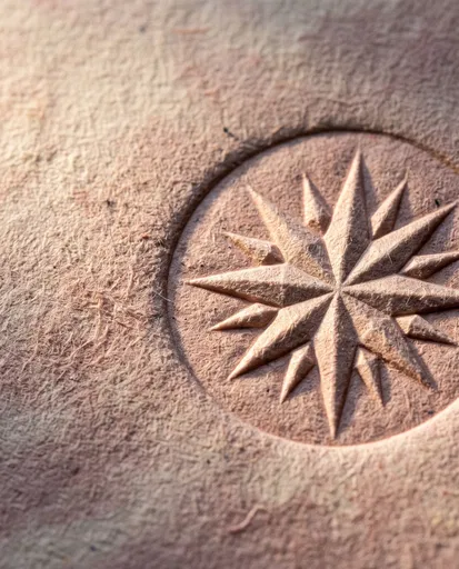 Embossed Compass Rose on Cotton Paper