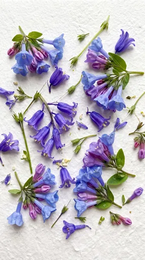 Bluebell Blossoms Flat Lay on Paper