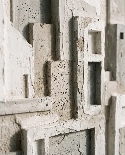 Concrete and Plaster Architectural Relief Close-Up