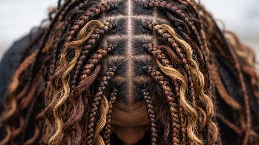 Close-Up of Multi-Tonal Goddess Box Braids