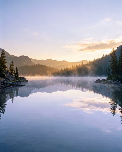 Misty Mountain Lake at Dawn