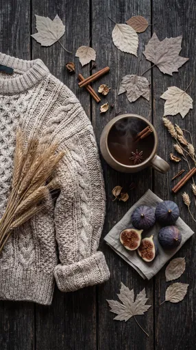 Cozy Autumn Flat Lay With Sweater and Figs