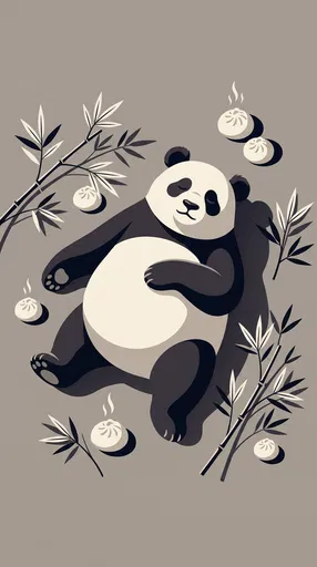 Sleeping Panda With Steamed Buns Illustration