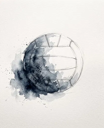 Watercolor and Pencil Sketch of Volleyball