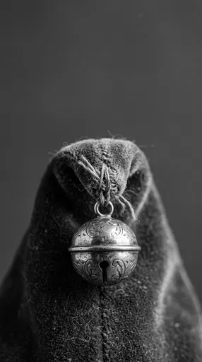 Monochrome Macro of Antique Silver Jester Bell