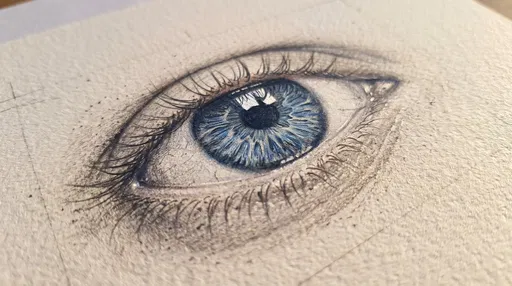 Macro Blue Eye Colored Pencil Drawing