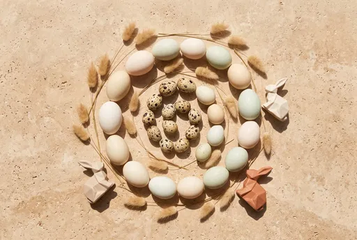 Spiral of Easter Eggs on Travertine
