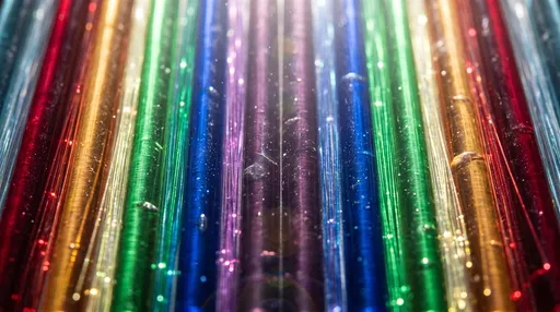 Colorful Backlit Translucent Glass Rods Macro