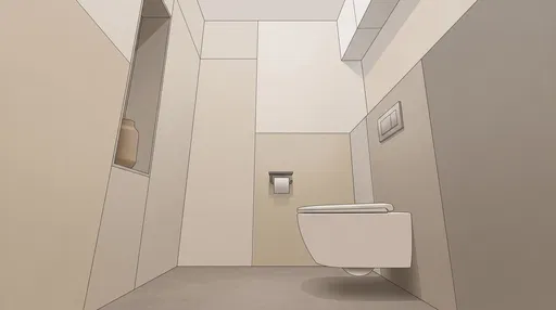 Minimalist Architectural Illustration of Modern Restroom