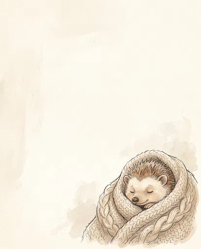 Sleeping Baby Hedgehog in Knitted Blanket