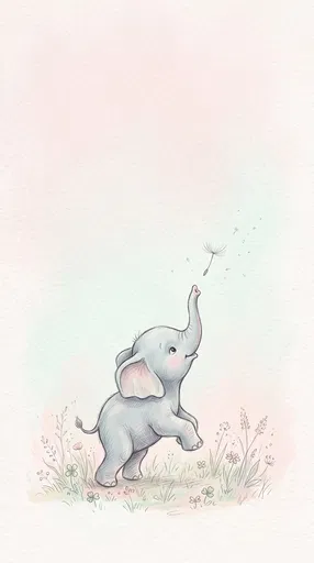 Baby Elephant Reaching for Dandelion Seed