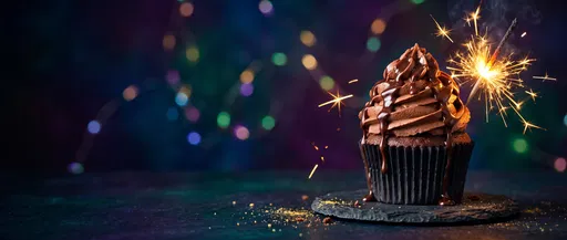 Chocolate Drip Cupcake With Lit Sparkler
