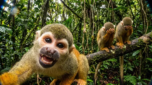 Funny Squirrel Monkey Selfie in Rainforest