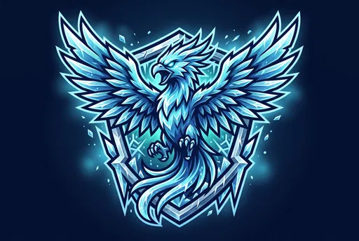 Ice Phoenix Esports Shield Mascot Logo