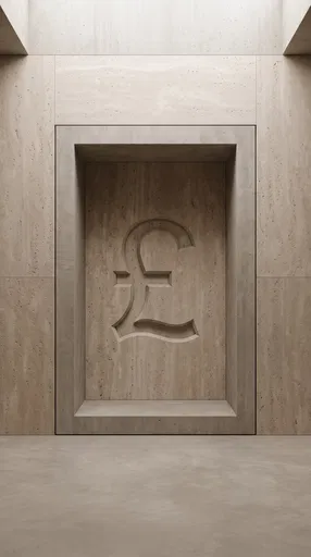 Carved Pound Symbol in Stone Niche