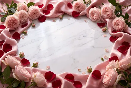 Pink Silk and Rose Marble Frame