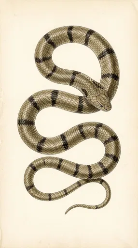 Vintage Scientific Illustration of Banded Snake