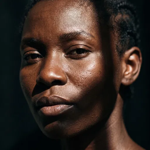 Close-Up Portrait of Woman in Direct Sunlight