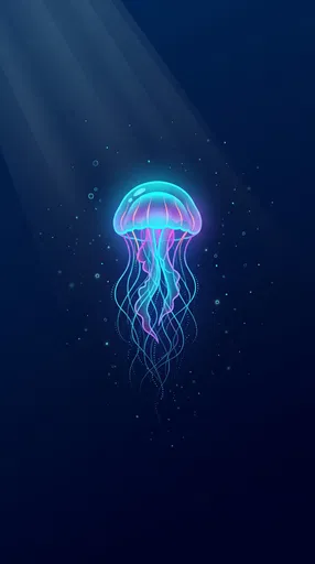 Glowing Neon Jellyfish in Deep Ocean