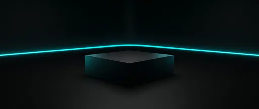 Matte Black Product Plinth With Cyan Light