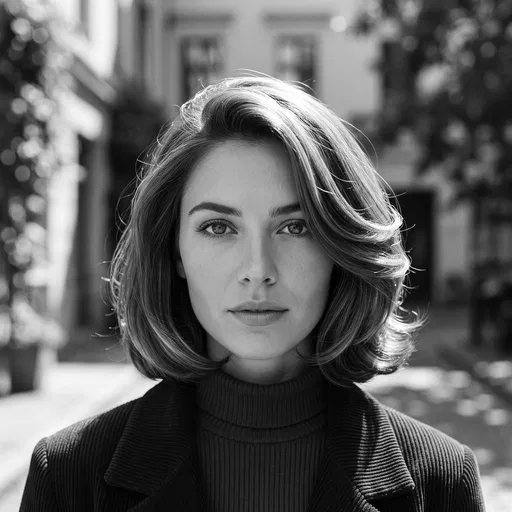 Monochrome Portrait of Woman with Bob