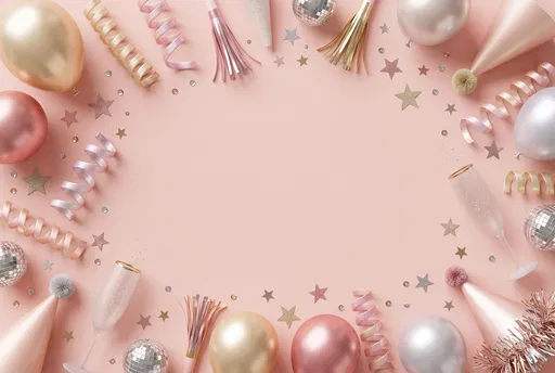 Pastel Pink Festive Party Border Flat Lay