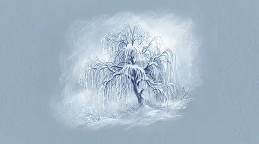 Snowy Weeping Willow Chalk Drawing