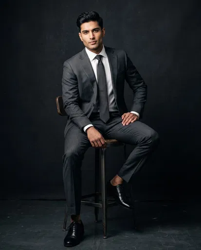 South Asian Businessman on Studio Stool
