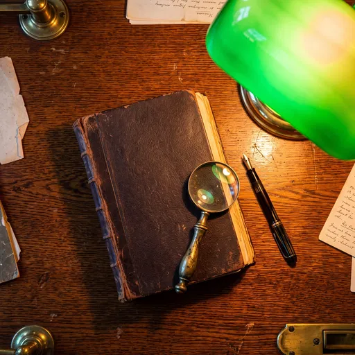 Vintage Book and Magnifying Glass on Desk