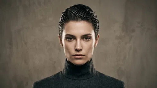 Editorial Portrait Woman Slicked Back Hair