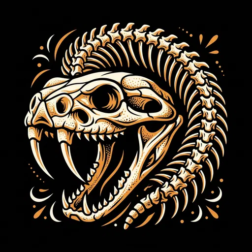 Vector Rattlesnake Skull and Spine Emblem