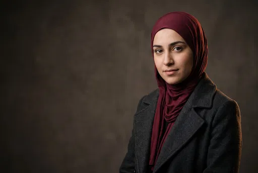 Portrait of Woman in Burgundy Hijab