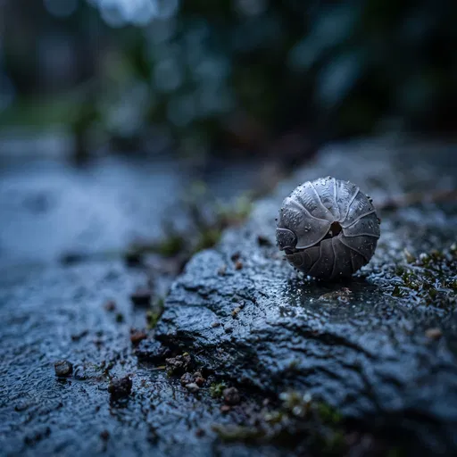 Pill Bug Rolled on Wet Stone
