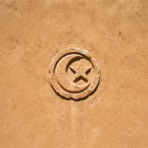 Carved Crescent and Star on Adobe Wall