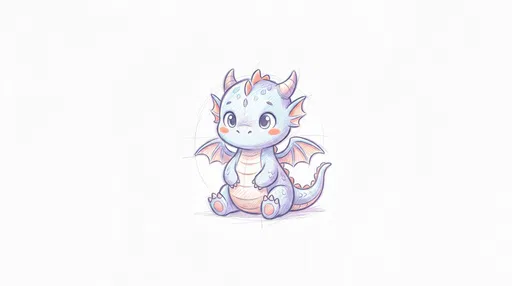 Cute Pastel Chibi Dragon Pencil Drawing