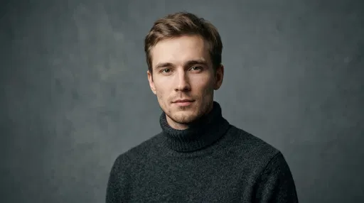 Studio Portrait of Young Man in Turtleneck