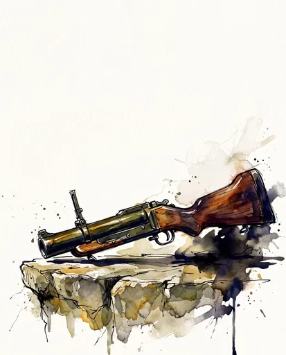 Watercolor Illustration of Classic Grenade Launcher